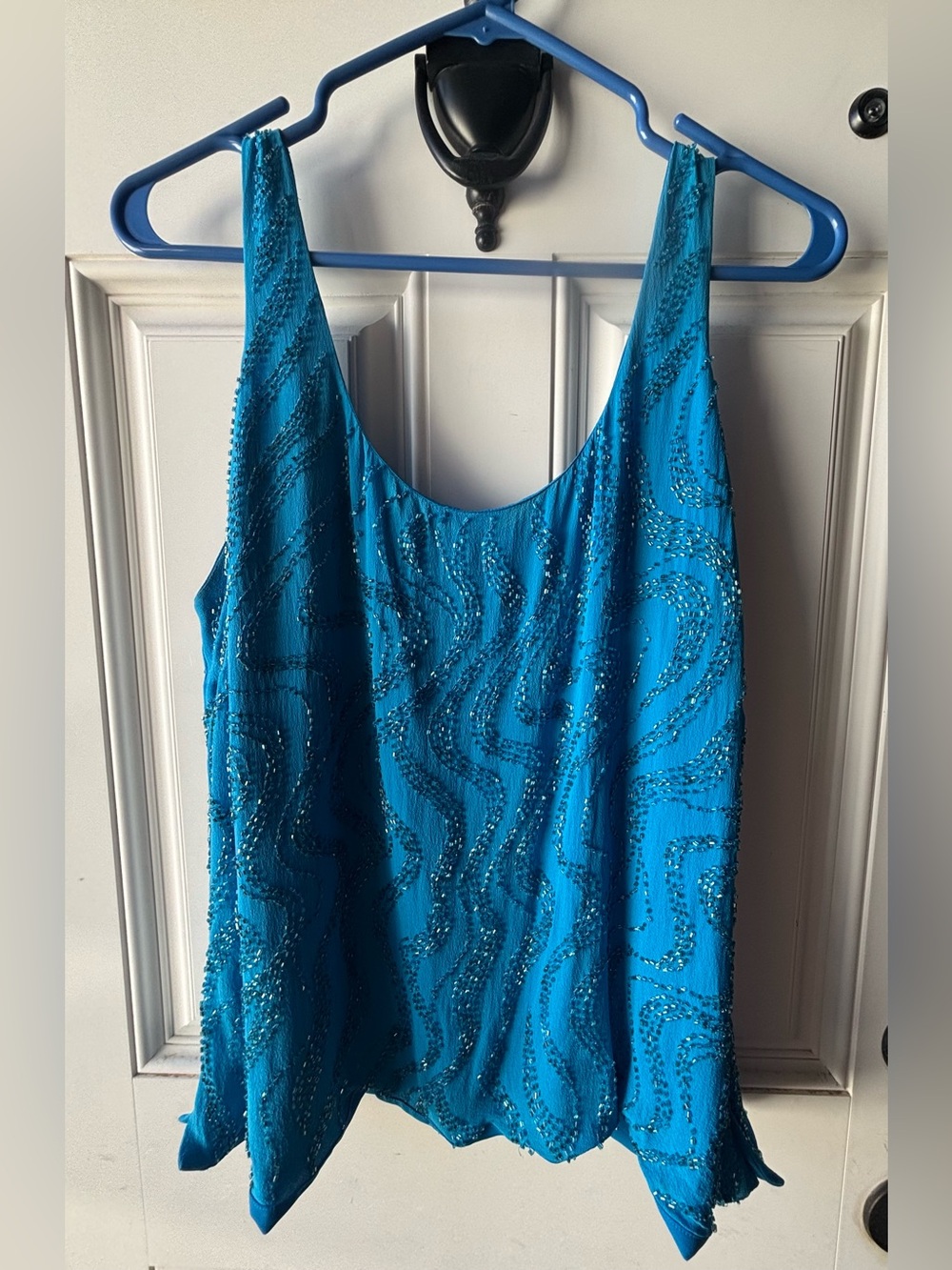Vintage Y2K Dana Buchman Women's Size 16 100% Silk Beaded Sleeveless Tank Top Bl